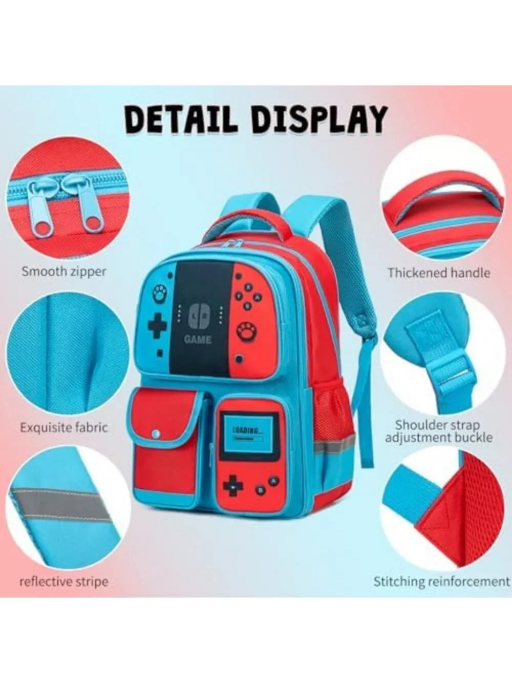 Stylish 3-in-1 Backpack Set for Boys with Lunch Box - Gaming Bookbag for School